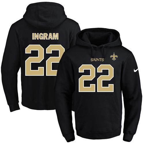 Nike Saints #22 Mark Ingram II Black Name & Number Pullover NFL Hoodie